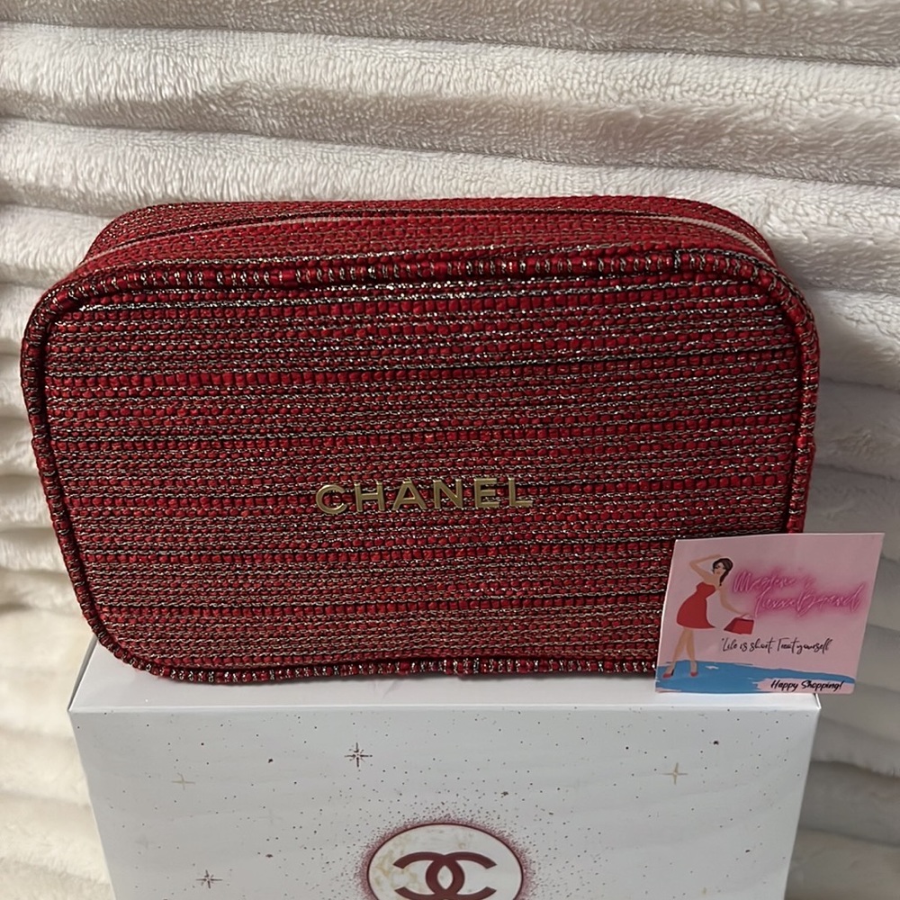 CHANEL Red Makeup Bag nwot - Picture 3 of 5